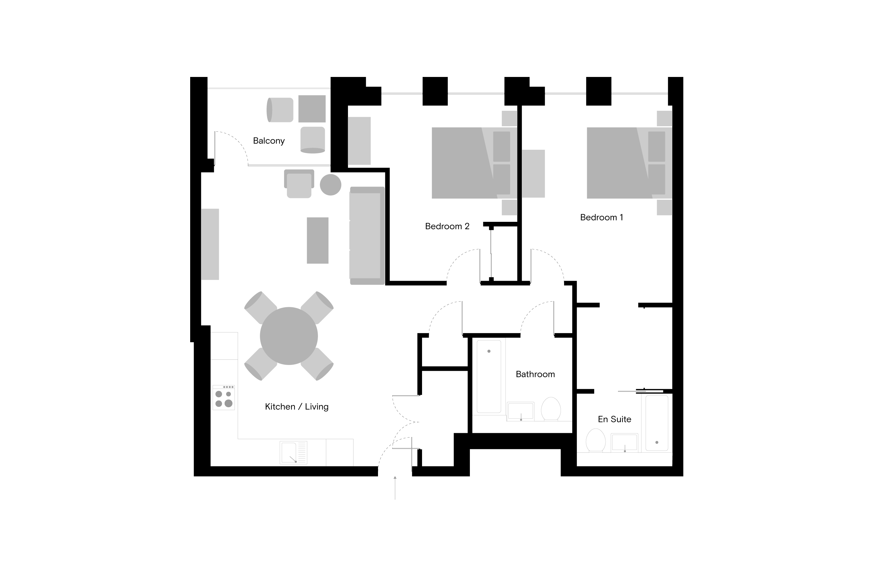 The Gessner - 2 Bed - Floorplan