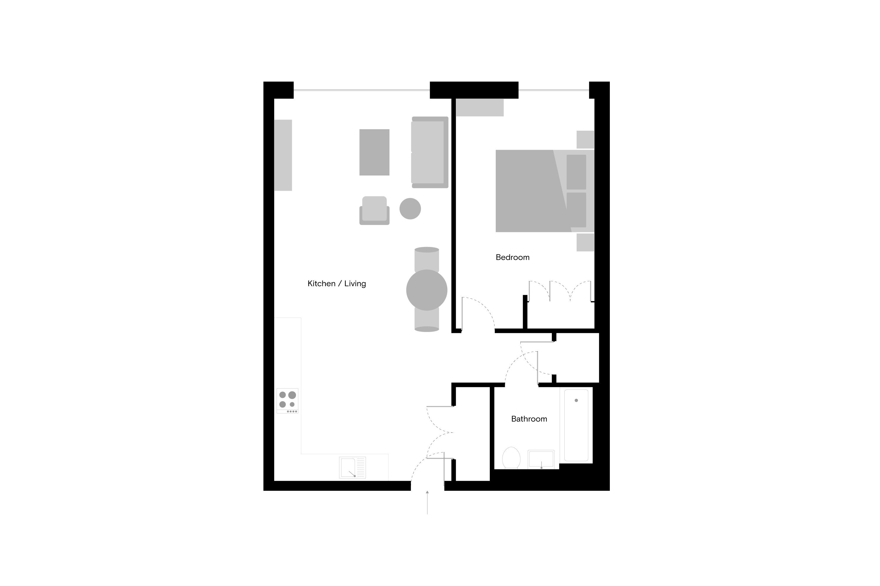 The Gessner - 1 Bed - Floorplan