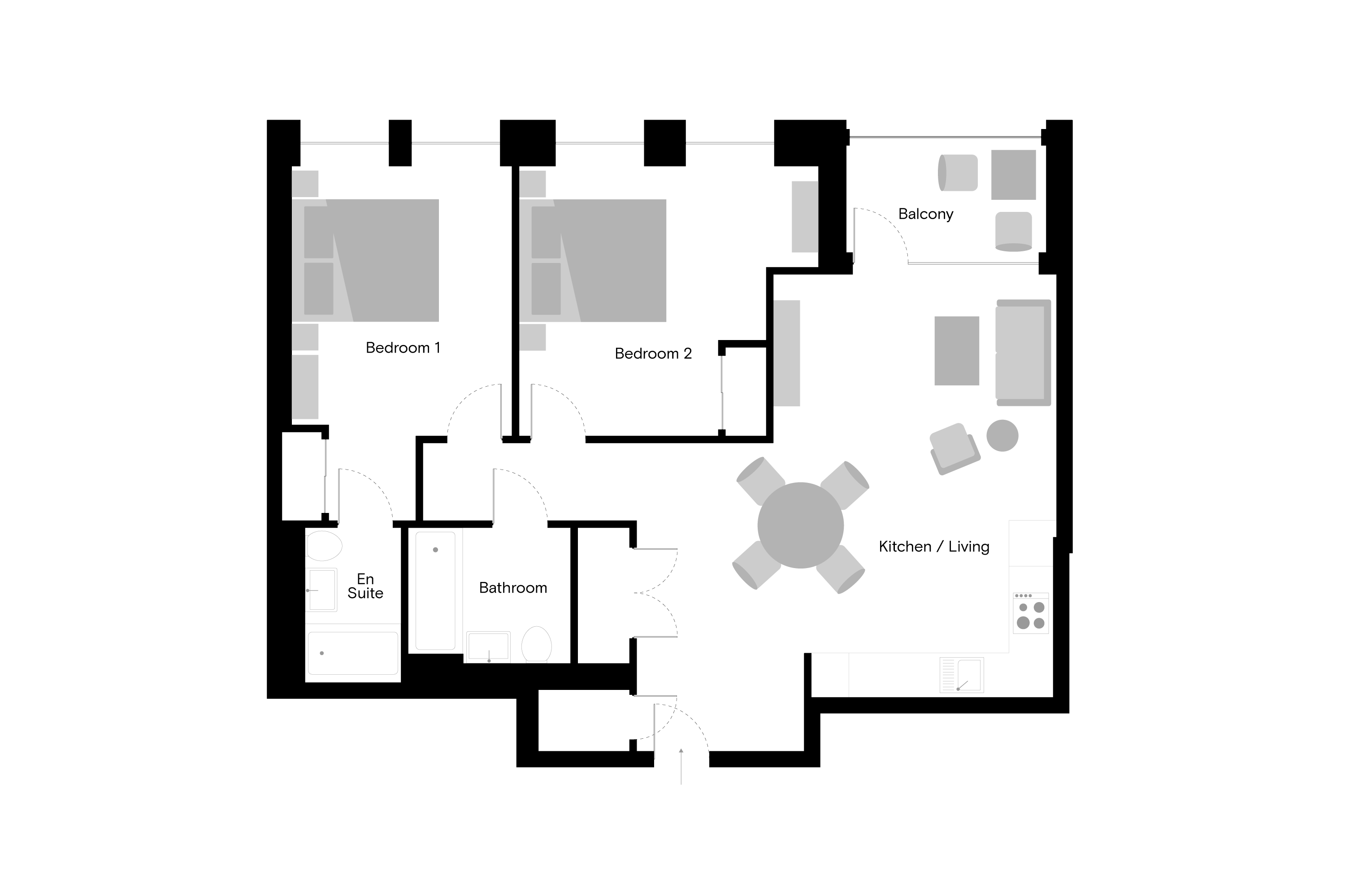 The Gessner - 2 Bed - Floorplan