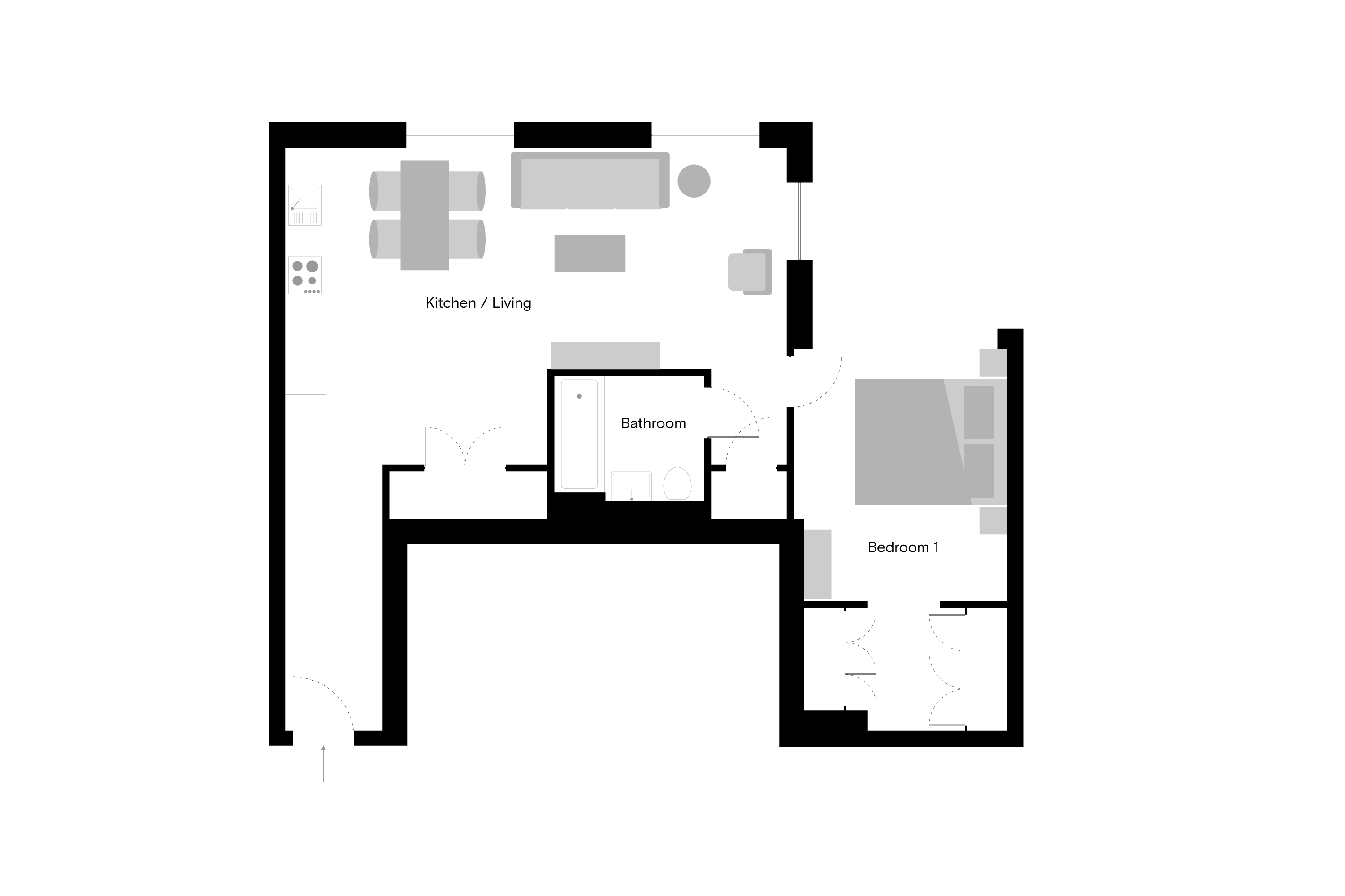 The Gessner - 1 Bed - Floorplan