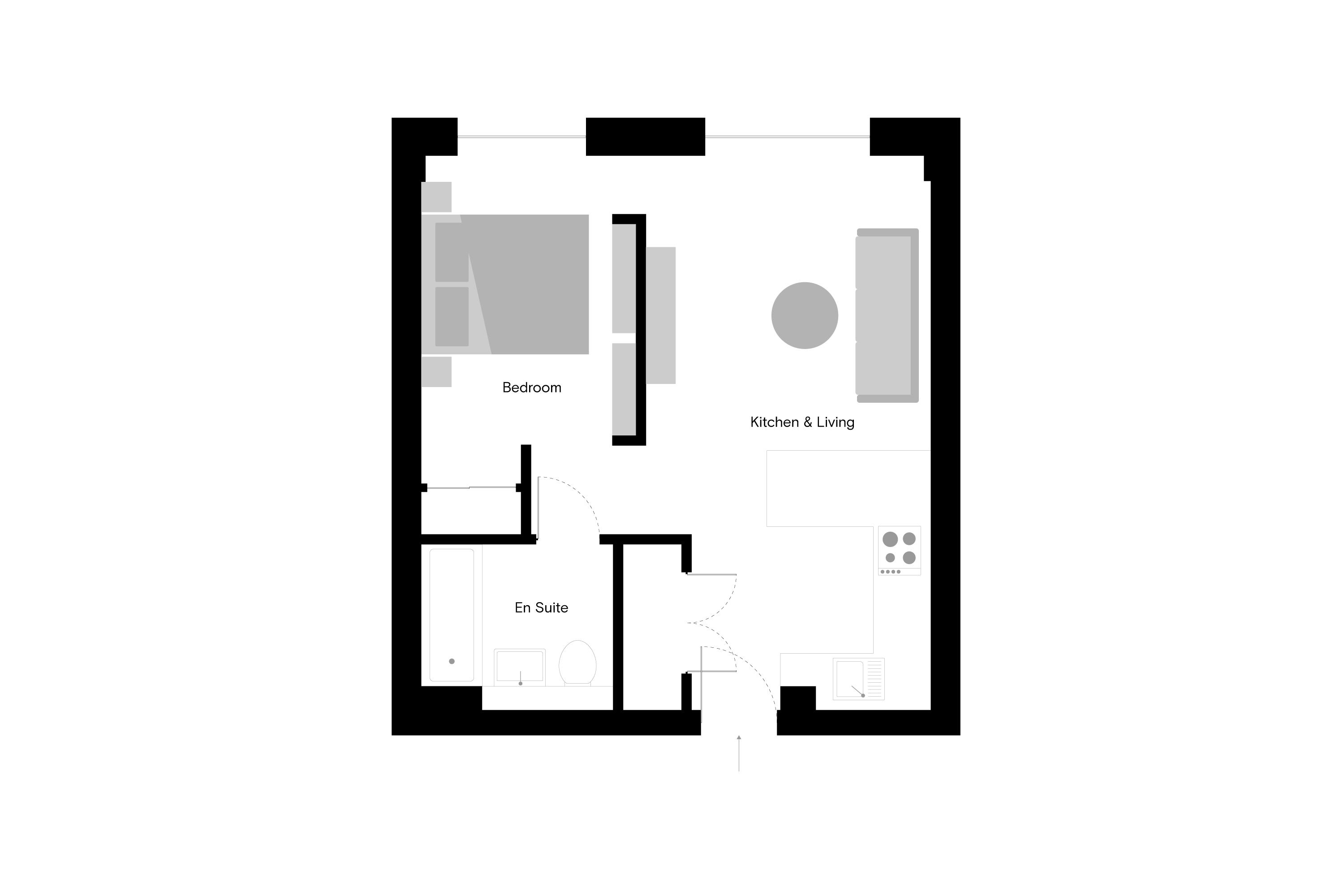 The Wullcomb - Studio - Floorplan