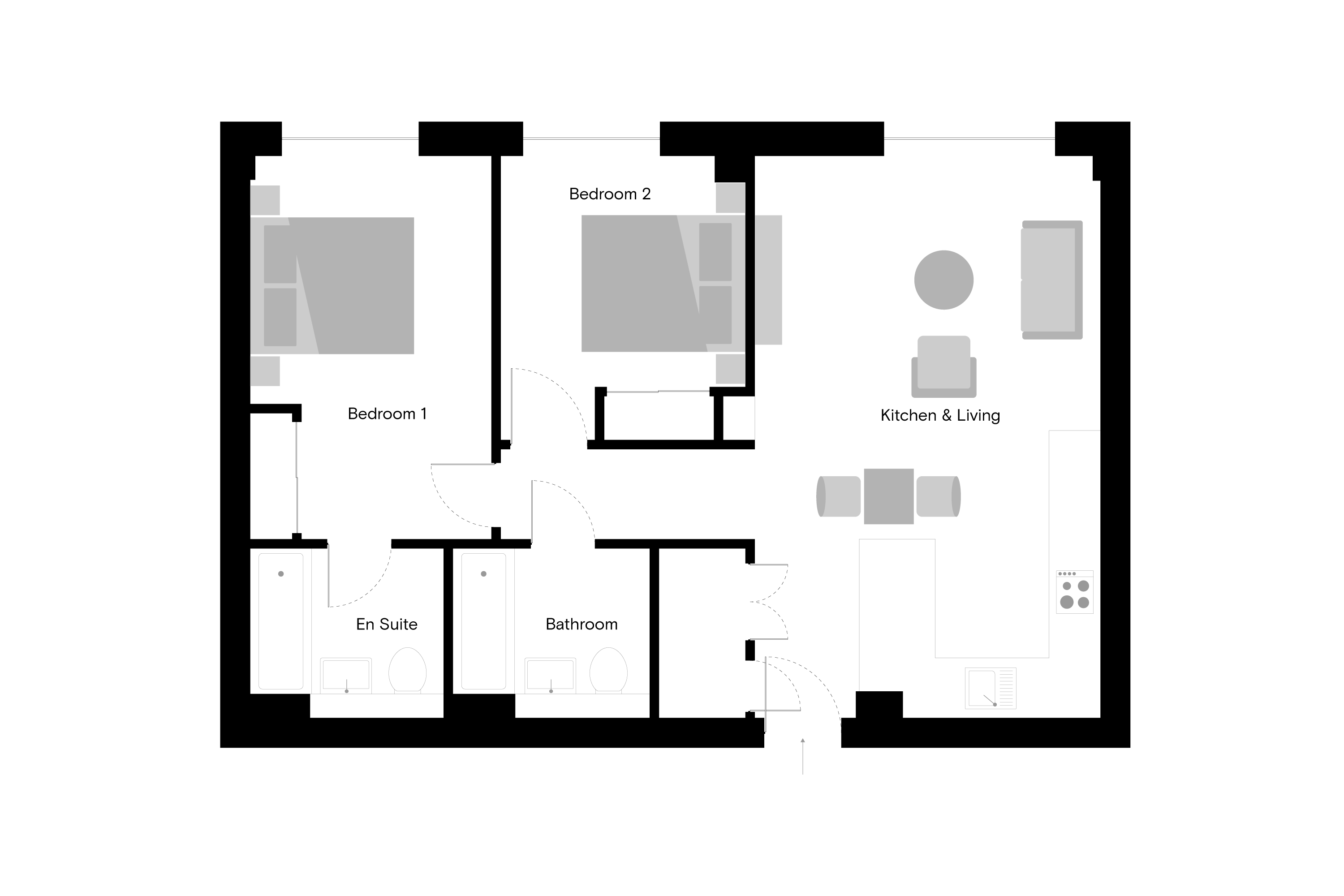 The Wullcomb - 2 Bed - Floorplan