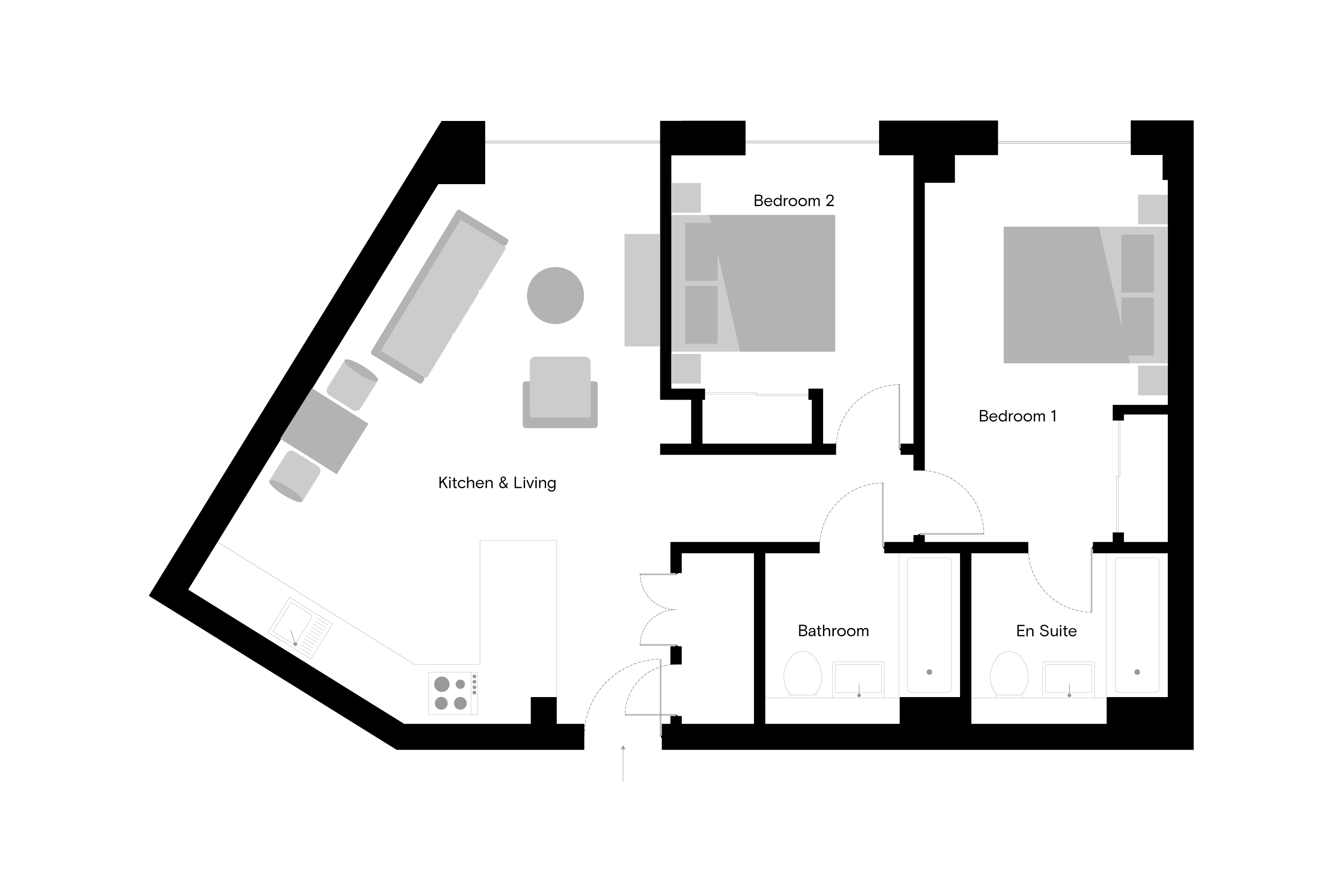 The Wullcomb - 2 Bed - Floorplan