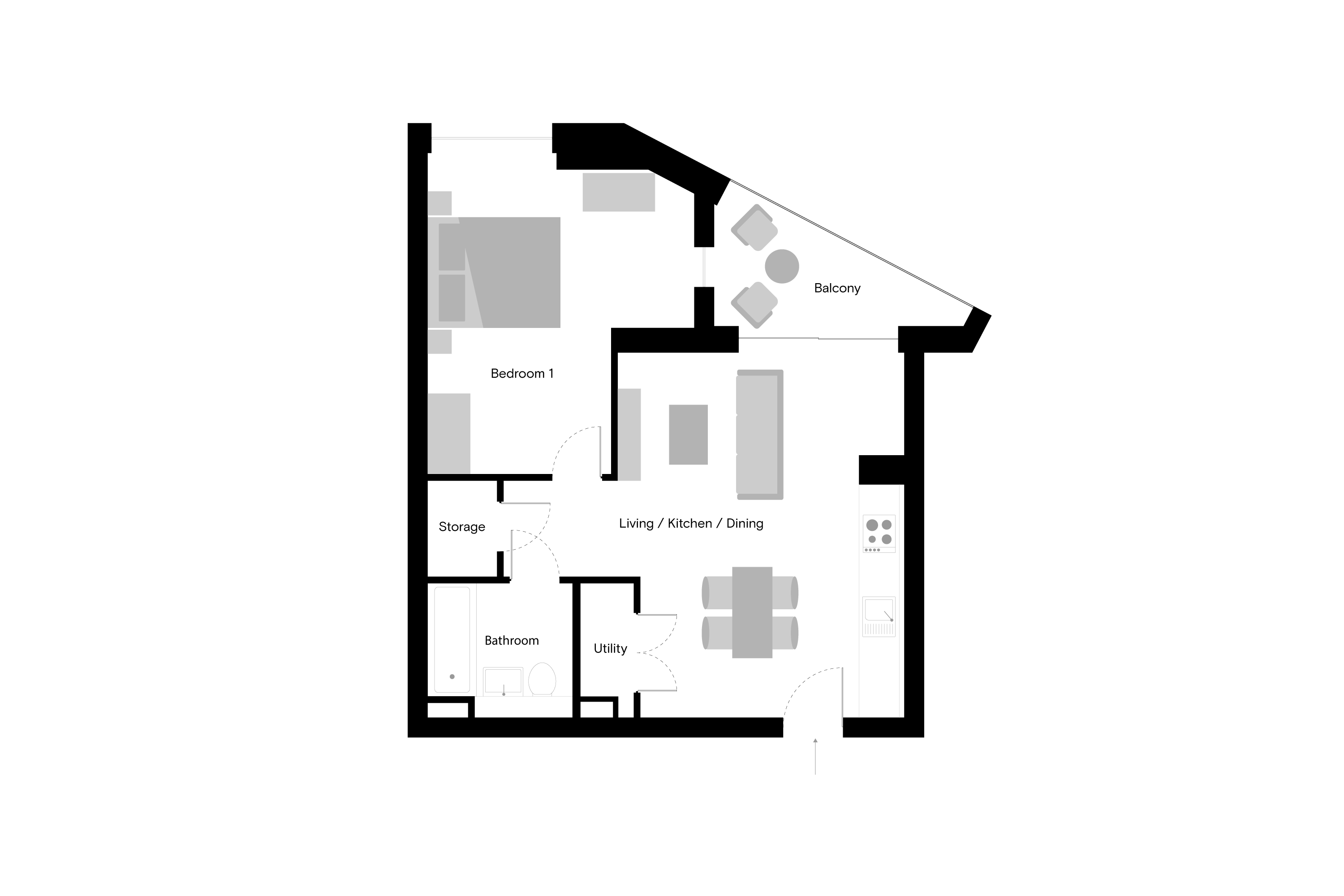 Riverstone Heights - 1 Bed - Floorplan