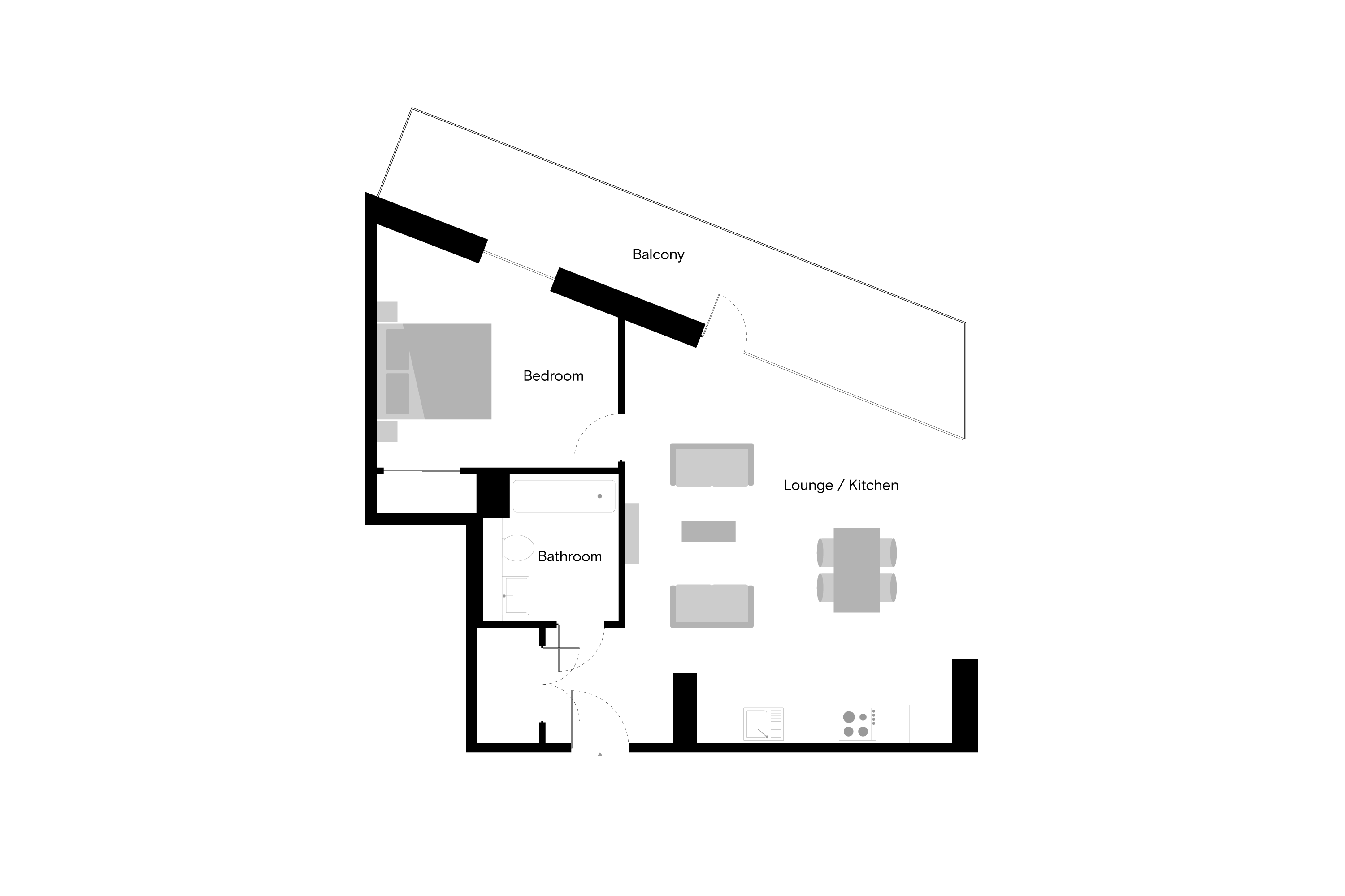 The Kell - 1 Bed - Floorplan