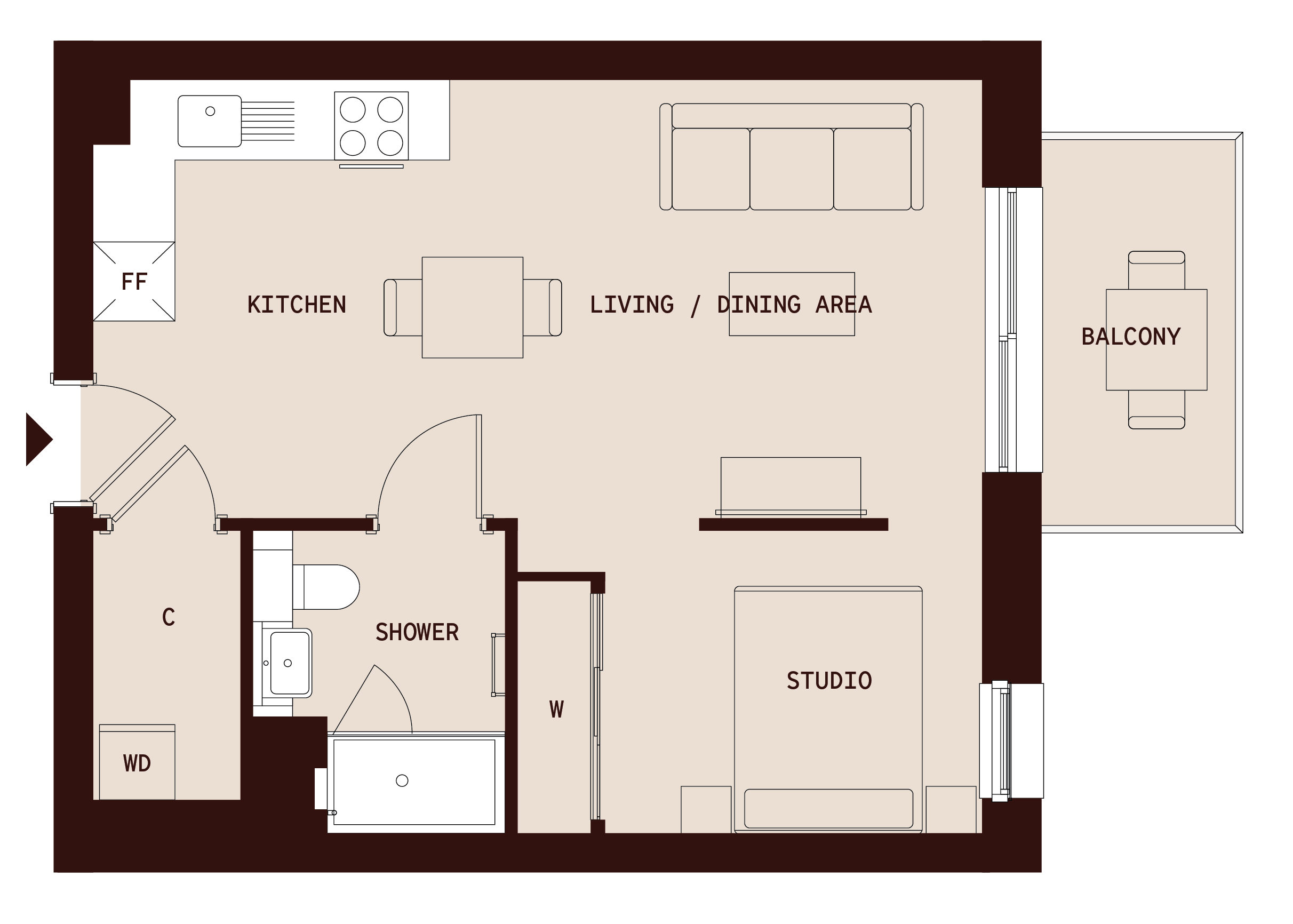The Draper - Studio - Floorplan