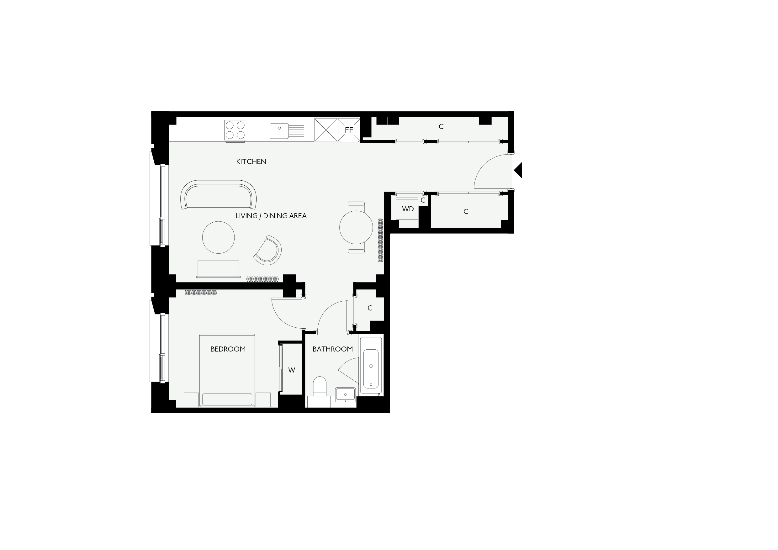 The Eades - 1 Bed - Floorplan